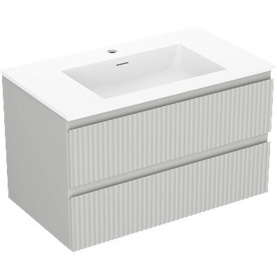 Mexen Rivel шкаф за баня 80 см с мивка Otis, 2 чекмеджета, ребрист, сив мат/бял мат - 91A20-08047-2-BFF62-W18M01 (91A20-08047-2-BFF62-W18M01)