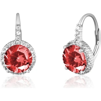 JVD Dámské stříbrné klasické náušnice se zirkony a červenými rubíny SVLE0620SH2R100