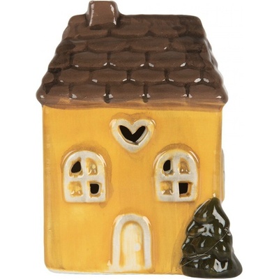 Žlutý keramický LED domek Lamont - 7*6*10 cm - Clayre & Eef