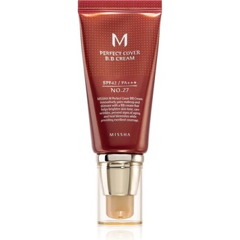 Missha M Perfect Cover ББ крем с висока UV защита цвят No. 27 Honey Beige SPF42/PA+++ 50ml