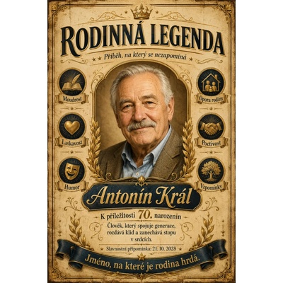 Bezvadary.cz | Plakát rodinné legendy s vlastní fotografií - A5 (21x15cm) rp1