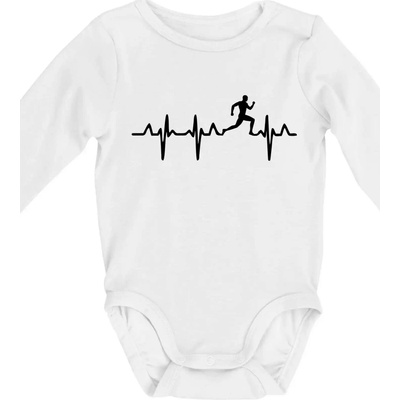 EKG bežec muž Body dojčenské s dlhým rukávom dlouhý rukáv biele