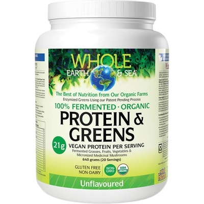 Natural Factors Whole Earth & Sea | 100% Fermented Organic Protein and Greens, Unflavored [640 грама] Неовкусен