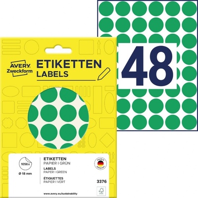 Avery Zweckform 3376 Samolepící kolečka 18 mm 1.056 ks zelené