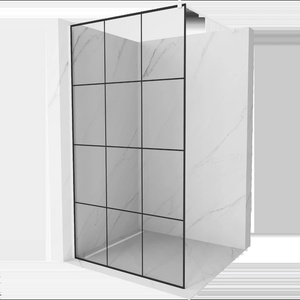 Mexen Kioto душ панел Walk-in 100 x 200 см, черна решетка 8 мм, бяла - 800-100-101-20-77 (800-100-101-20-77)
