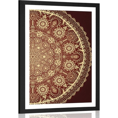 Plakát s paspartou okrasná Mandala s krajkou v bordó barvě - 40x60 no frame