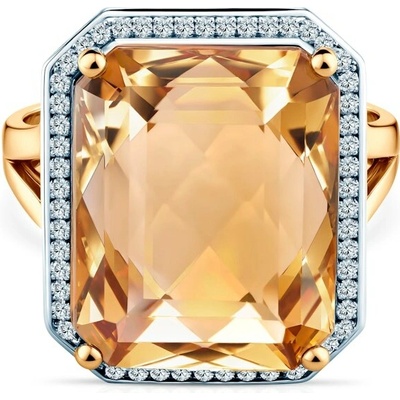 Savicki Prsteň dvojfarebné zlato citrín diamanty SAVR33406 Y CT