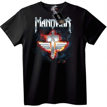 NOONEBRAND Тениска Manowar Огнен Кръст - S, White