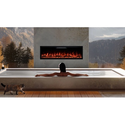 Aflamo Elektrický krb AFLAMO Elite 183 realistický oheň nástenný alebo vstavaný 183x46x13 cm dekoratívny elektrický krb LED s funkciou vykurovania 750/1500 W