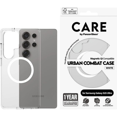 Panzer Калъф CARE - Urban Combat, Galaxy S25 Ultra, White Qi, прозрачен (5715685017025)
