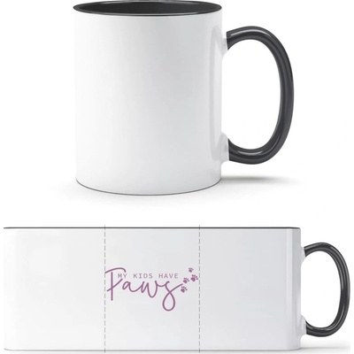 PrintEQ TTH Dvoubarevný Hrnek Design Moje děti mají tlapky Bílá Černá Standard Dárky 250 ml