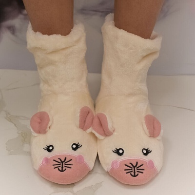 Mouse Cozy Detské plyšové ponožky ružové