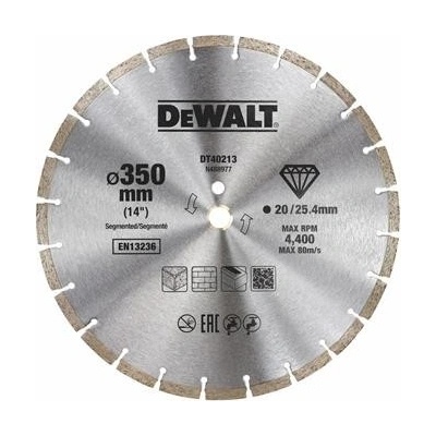 DeWALT DT40213 Diamantový kotouč se segmentovaným obvodem, suché řezání, 350 mm