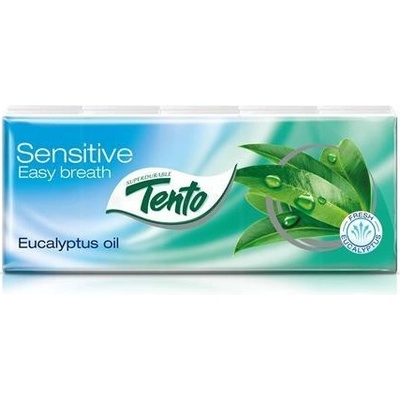 Tento Sensitive Easy Breath eukalyptový olej papierové vreckovky 3-vrstvové 10 x 10 ks