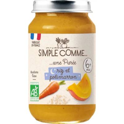 Simple Comme Био зеленчуково пюре Simple Comme Лека нощ - С морков, ориз и тиква, 6 м+, 190 g (3288131900629)