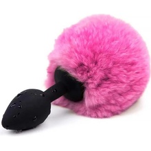 AfterDark Butt Plug with Pompon Black/Pink Size S