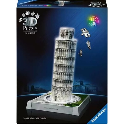 RAVENSBURGER 3D puzzle Iconics: Šikmá veža v Pise (Nočná edícia) 216 ks