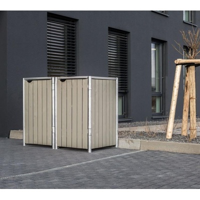 Hide 2 koše 240 l drevo 80 x 139 x 115 cm sivé