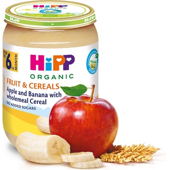 Hipp БИО Ябълки и банани с пълнозърнести култури 6м+ 190г