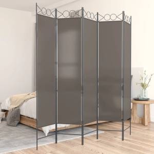 vidaXL Параван за стая, 5 панела, антрацит, 200x200 cм, текстил (350156)