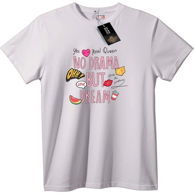 NOONEBRAND Тениска Без Драма, Но Мечта - 3XL, White