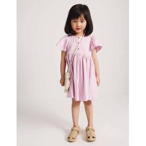 Marks & Spencer Раета рокля от чист памук (2-10 години) Marks & Spencer розова Marks & Spencer | Rozov | Момичешки | 5-6 години