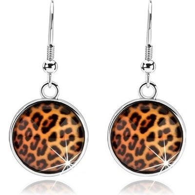 Šperky eshop kabošon vypouklé čiré sklo leopardí motiv afro háčky SP73.11