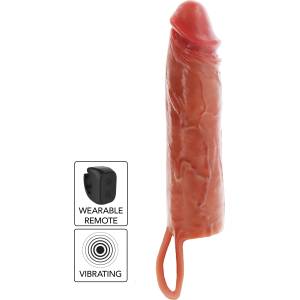 ToyJoy Get Real Hydrated Skin Penis Silicone Sleeve Vibrating 20cm Caramel