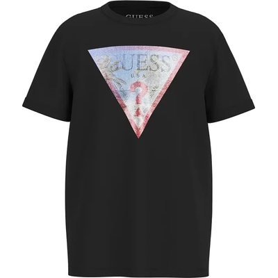 GUESS Черна тениска с рефлектиращо лого с палми за момче Guess