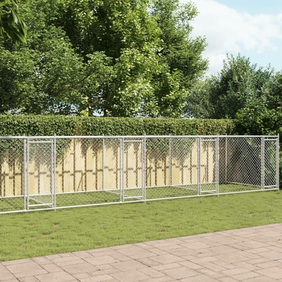 vidaXL Klec pro psy s dvířky 1000 x 200 x 150 cm pozinkovaná ocel šedá 9799.3209576