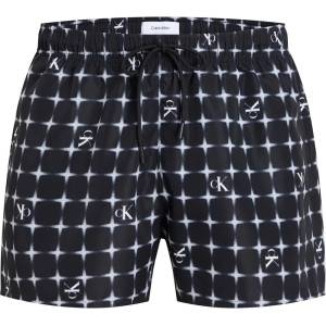 Calvin Klein Бански гащета Calvin klein jeans Short Drawstring-Print swimming shorts - Black (Diffused Logo Grid Black Aop)