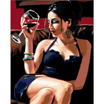 zuty Malování podle čísel Svůdná se sklenkou vína 80 x 100 cm bez rámu a bez vypnutí plátna