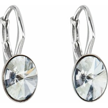 Evolution Group Strieborné oválne náušnice s kryštálmi Swarovski 31276.5 blue shade