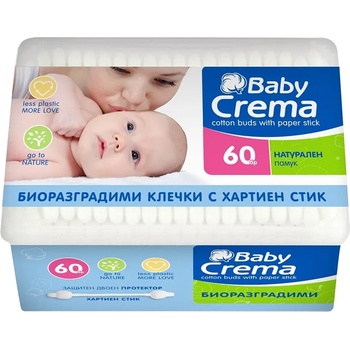 Baby Crema Биоразградими клечки за уши Baby Crema - 60 броя, кутия (2488)