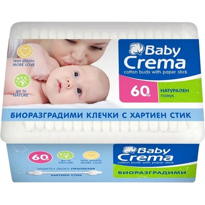 Baby Crema Биоразградими клечки за уши Baby Crema - 60 броя, кутия (2488)