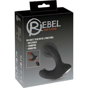 Rebel RC - анален вибратор с дистанционно и помпа - черен, акумулаторен