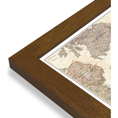 National Geographic Anglie a Wales - nástěnná mapa Executive 75 x 90 cm Varianta: mapa v dřevěném rámu, Provedení: Pegi tmavý ořech