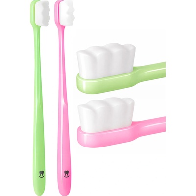 Nanosmile Set zubních kartáčků Green&Pink 2 ks