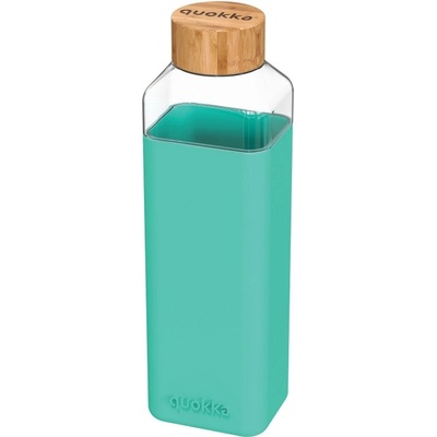 QUOKKA STORM Sklenená fľaša so silikónovým povrchom TEAL 700ml