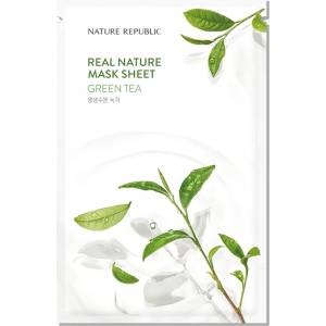 Nature republic Real Nature Green Tea Sheet Mask - Успокояваща маска за лице със зелен чай 1бр/23мл