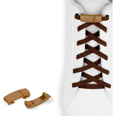 Shoelaces elastické s bledo hnedými magnetickými sponami hnedé