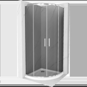 Mexen Rio полукръгла душ кабина 90 x 90 см, графит, хром + поддушово корито Flat, (863-090-090-01-40-4110)
