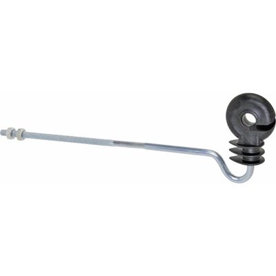 Kruhový izolátor na elektrický ohradník predsadený, so zakrivenou podperou, dĺžka 22 cm, závit M6 - 10 ks