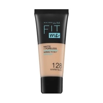Maybelline Fit Me! Foundation Matte + Poreless 128 Warm Nude tekutý make-up so zmatňujúcim účinkom 30 ml