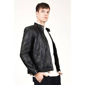 Jacket Club Мъжко палто от естествена кожа e-0018 -Черно #318384 (318384_Черно)