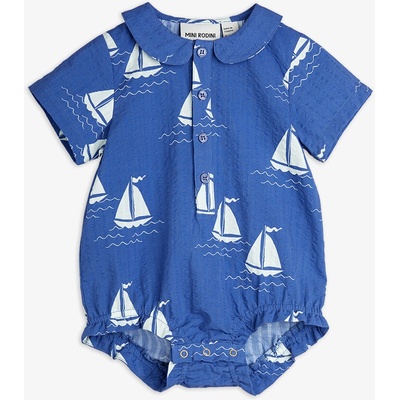 MINI RODINI Kojenecké body z organické bavlny s potiskem plachetnic Blue