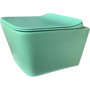 Inter Ceramic Конзолна тоалетна чиния ICC 5135LG, седалка и капак, порцелан, светлозелен, 52x37x36см (5135LG)
