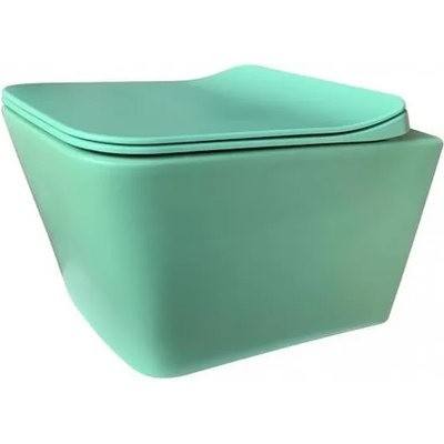 Inter Ceramic Конзолна тоалетна чиния ICC 5135LG, седалка и капак, порцелан, светлозелен, 52x37x36см (5135LG)