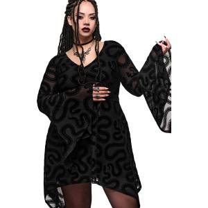 KILLSTAR дамска рокля с дълъг ръкав killstar - serpentes - черна - ksra015215