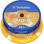 Verbatim DVD-R, 4.7 GB, 16x, AZO покритие, 25 броя в шпиндел (043522)